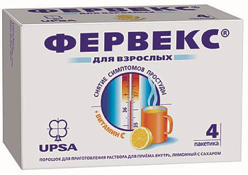 Фервекс, порошок (лимонный с сахаром), 4 пакетика 