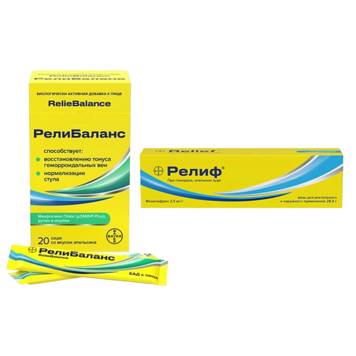 Набор Релиф мазь 28.4г и РелиБаланс суспензия 20шт