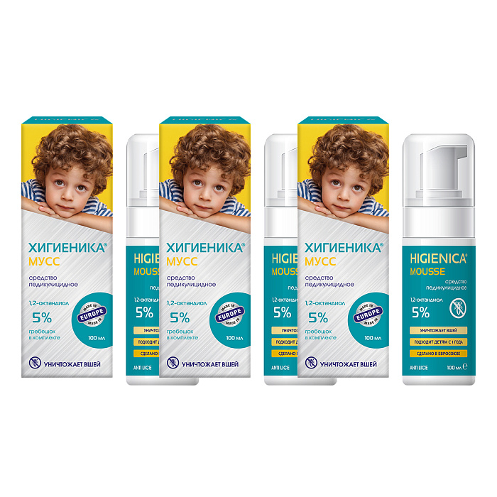 Набор 3уп Хигиеника Мусс ср-во педикулицидн флакон 100мл 