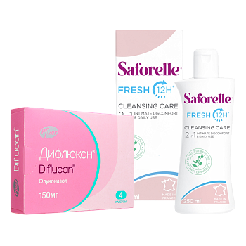 Набор Сафорель Экстра Свежесть 250мл и Дифлюкан 150мг x4