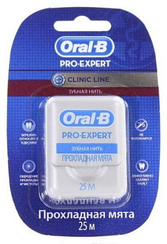 Oral-B Pro-Expert Clinic Line, нить зубная (прохладная мята), 25 м