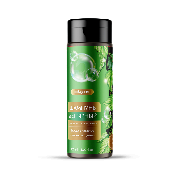 Шампунь Дегтярный ComForte для всех типов волос, с березовым дегтем флакон 150 мл