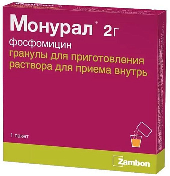 Монурал, гранулы для приготовления раствора, пакетик 2 г, 1 шт. 