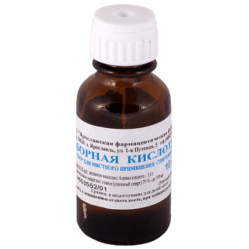 Борной кислоты раствор спиртовой 3%, флакон-капельница 10 мл 