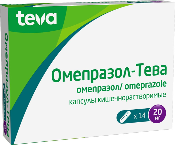 Омепразол-Тева, капсулы 20 мг, 14 шт. 