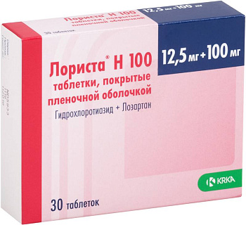 Лориста Н 100, таблетки покрыт. плен. об. 100 мг+12,5 мг, 30 шт. 