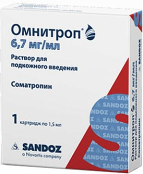 Омнитроп, раствор 6,7 мг/мл, картридж 1,5 мл  