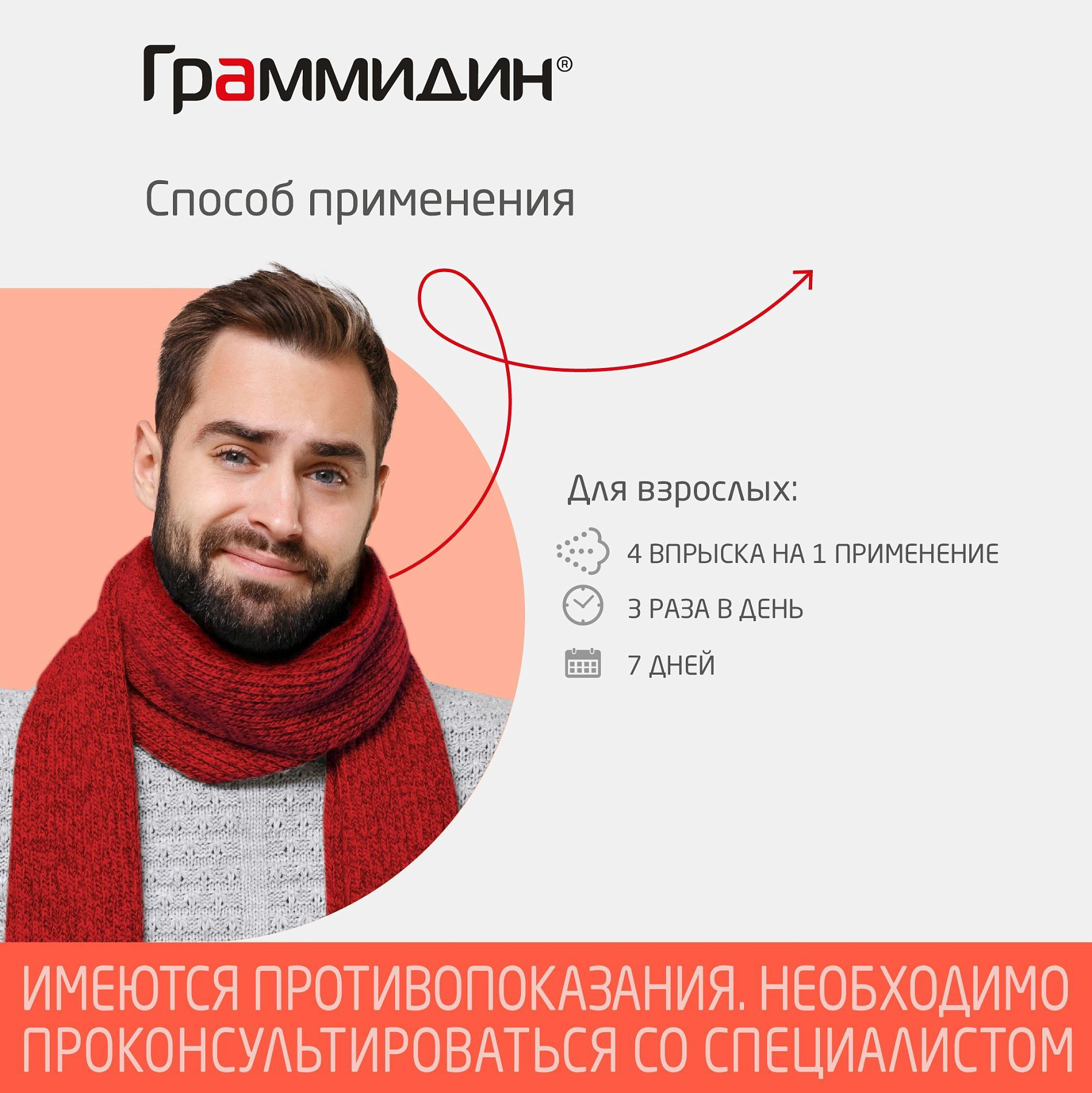 Упаковка препарата Граммидин с анестетиком, спрей, 112 доз