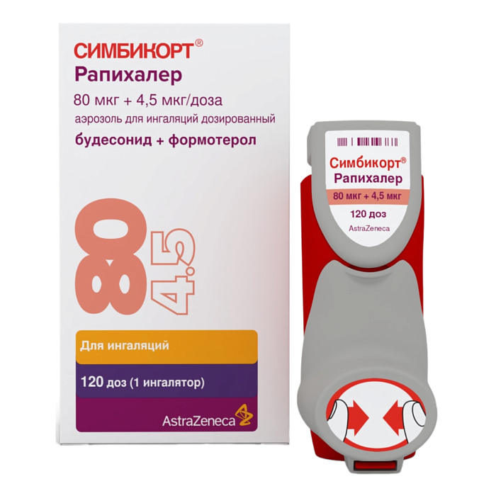 Симбикорт Рапихалер, аэрозоль для ингаляций 80 мкг+4,5 мкг/доза, 120 доз 