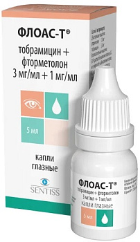 Флоас-Т, капли глазные 3 мг/мл +1 мг/мл, 5 мл 