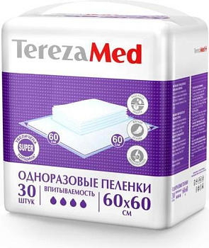 TerezaMed Super, пеленки одноразовые 60 см x 60 см, 30 шт.
