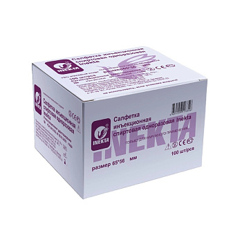 Inekta Салфетка инъекционная спиртовая одноразовая, 65 х 65 мм, 100 шт.