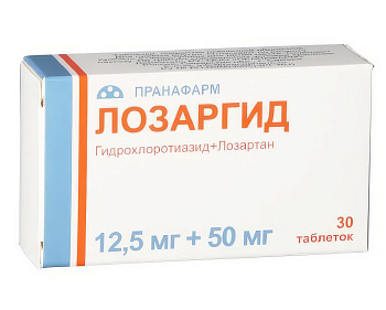 Лозаргид таблетки, покрытые пленочной оболочкой 12,5 мг +50 мг, 30 шт. 