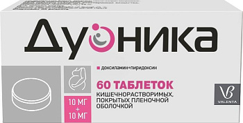 Дуоника, таблетки кишечнорастворимые, покрытые пленочной оболочкой 10 мг + 10 мг, 60 шт. 