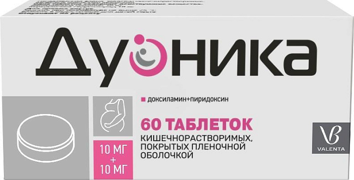 Дуоника, таблетки кишечнорастворимые, покрытые пленочной оболочкой 10 мг + 10 мг, 60 шт. 