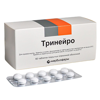 Тринейро таблетки, покрытые пленочной оболочкой 200 мг+100 мг+0,2 мг, 60 шт.