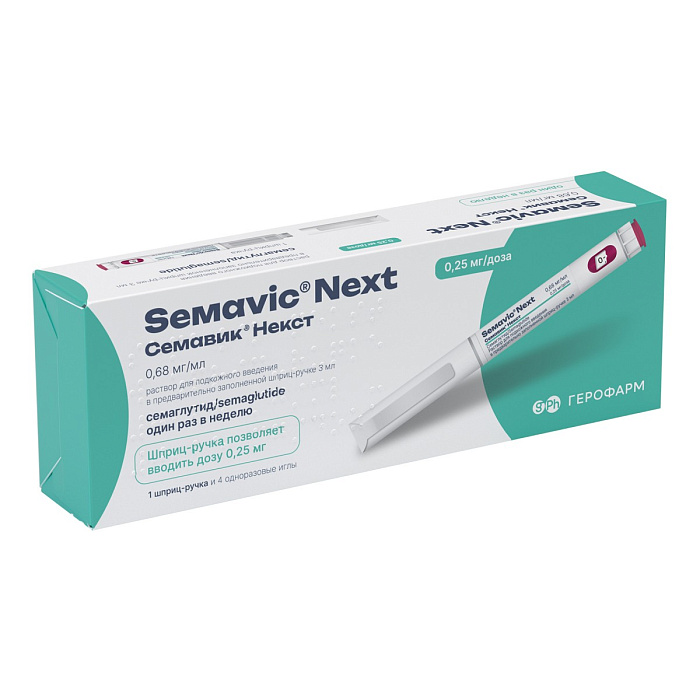 Семавик Некст р-р п/к введ 0,25 мг/доза шприц-ручка (+игла х4) 3 мл х1 