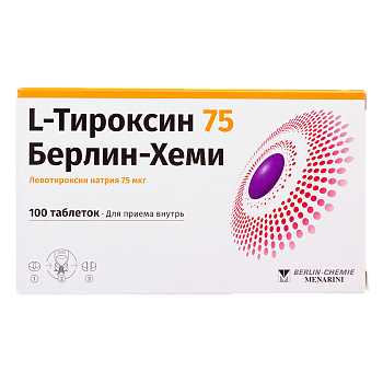 L-Тироксин 75 Берлин-Хеми, таблетки 75 мкг, 100 шт. 