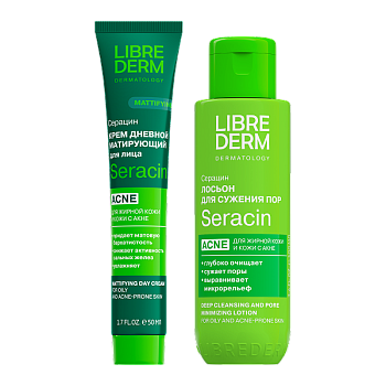 Набор Либридерм Серацин крем д/лица дневн матир 50мл и лосьон д/глубок очищ 100мл