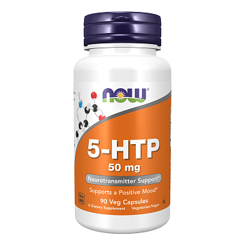 NOW 5-HTP (L-5-гидрокситриптофан), капсулы 50 мг,  90 шт.