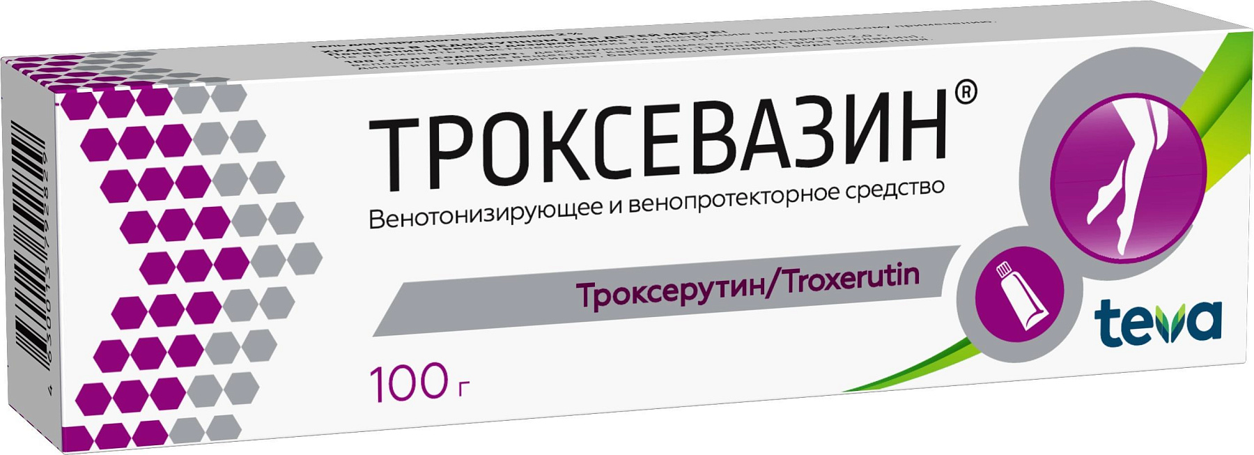 Упаковка препарата Троксевазин, гель 2%, 100 г