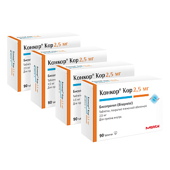 Набор 4уп Конкор Кор таб п/п/об 2.5мг 90шт 