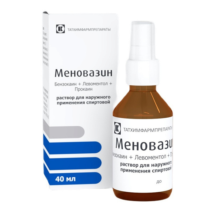 Меновазин, раствор для наружного применения спиртовой флакон с распылителем 40 мл, 1 шт. 