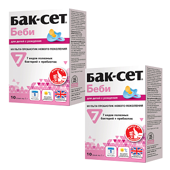 Набор 2уп Бак-Сет Беби порошок саше 1г 10шт 