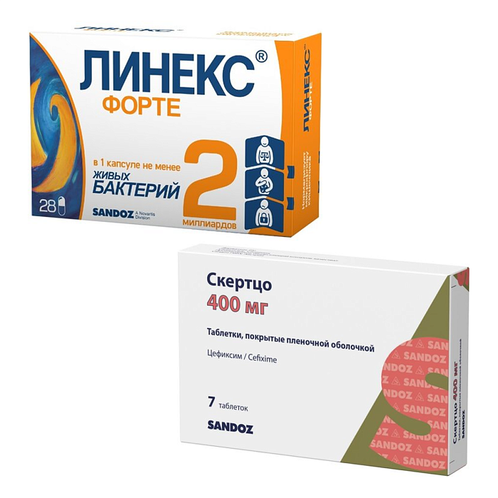 Набор ЛинексФорте капс 28шт и Скертцо таб 400мг 7шт 