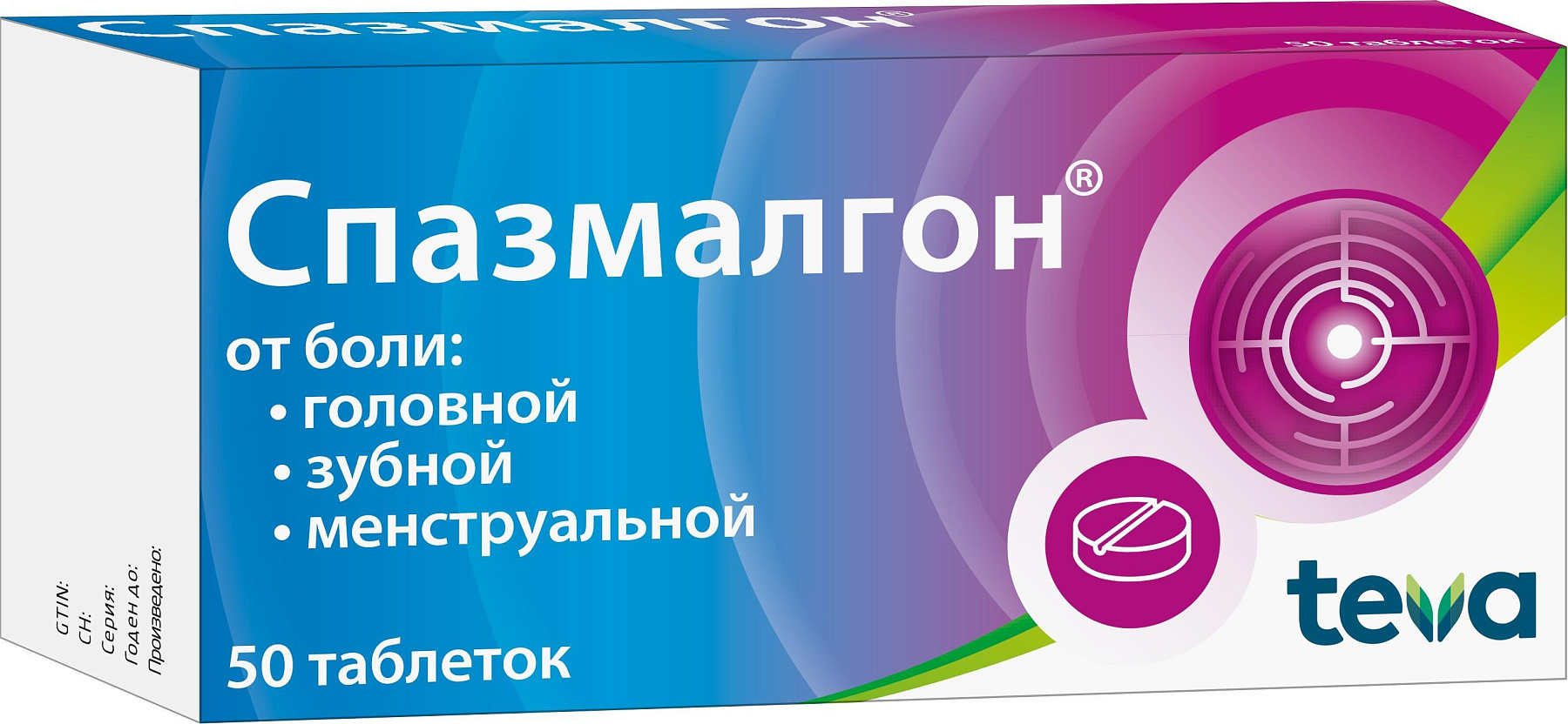 Упаковка препарата Спазмалгон, таблетки, 50 шт.
