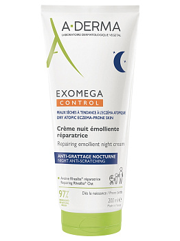 A-Derma Exomega Control, крем-эмолент восстанавливающий смягчающий ночной, 200 мл