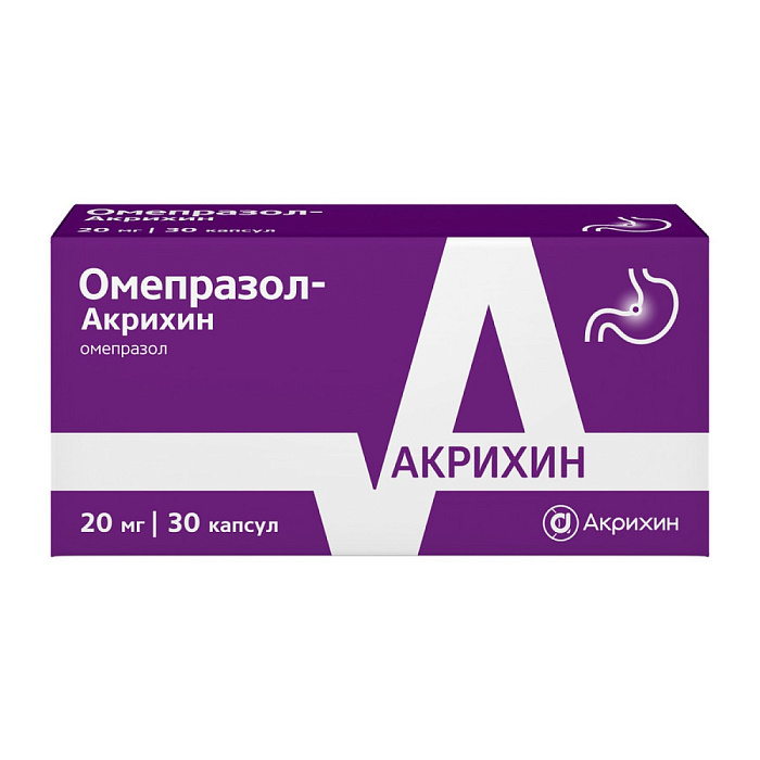Омепразол-Акрихин, капсулы кишечнорастворимые 20 мг, 30 шт. 