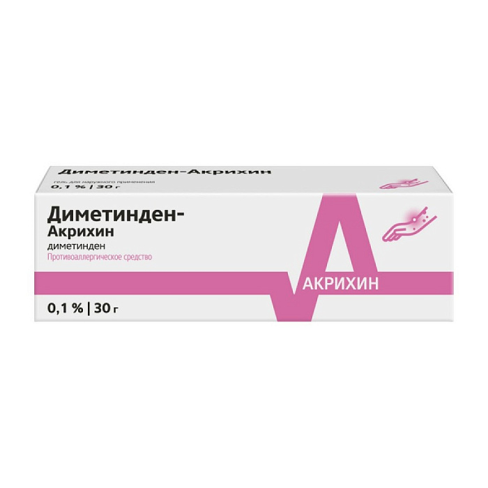 Диметинден-Акрихин, гель 0.1%, 30 г 