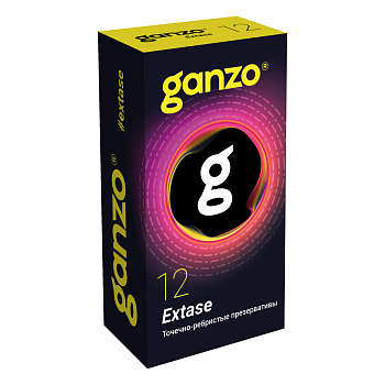 Ganzo Extase презервативы точечно-ребристые, 12 шт.