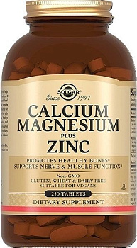 Солгар Кальций-Магний-Цинк, таблетки, 250 шт.