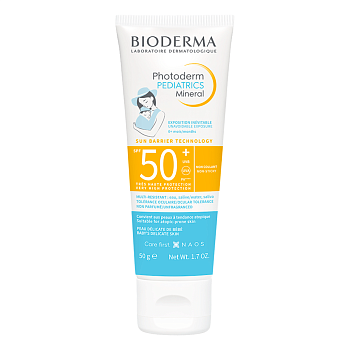 Биодерма Фотодерм Pediatrics Mineral SPF 50+, Солнцезащитный детский крем для лица и тела, 50 г