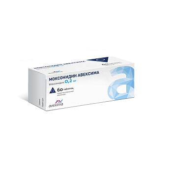 Моксонидин Авексима, таблетки покрытые пленочной оболочкой 0.2 мг, 60 шт. 