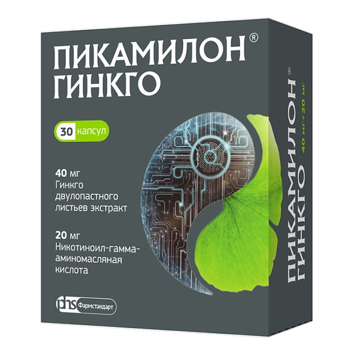 Пикамилон Гинкго, капсулы 40 мг+20 мг, 30 шт. 