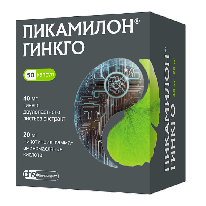Пикамилон Гинкго, капсулы 40 мг+20 мг, 50 шт. 