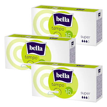 Набор 3уп тампоны Bella super без аппликатора 16шт