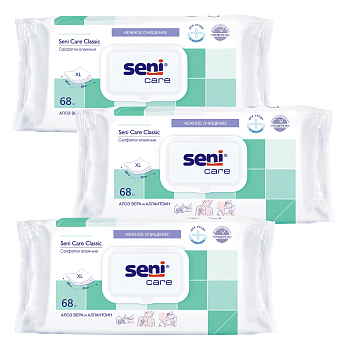Набор 3уп Seni Care Classic салфетки влажные 68шт