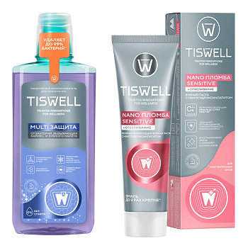 Набор TISWELL Ополаскиватель д/рта 500мл+Зуб паста отб 110г