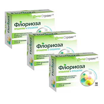Набор 3уп Витастронг Флориоза порошок пакетики 7г 10шт