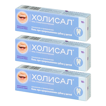 Набор 3уп Холисал гель стоматологический 10г 