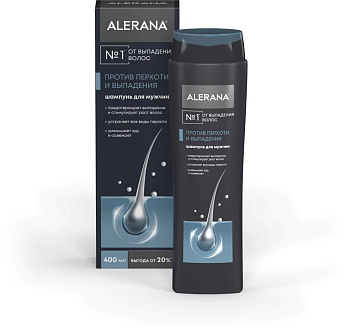 Алерана, шампунь для мужчин против перхоти и выпадения, 400 мл