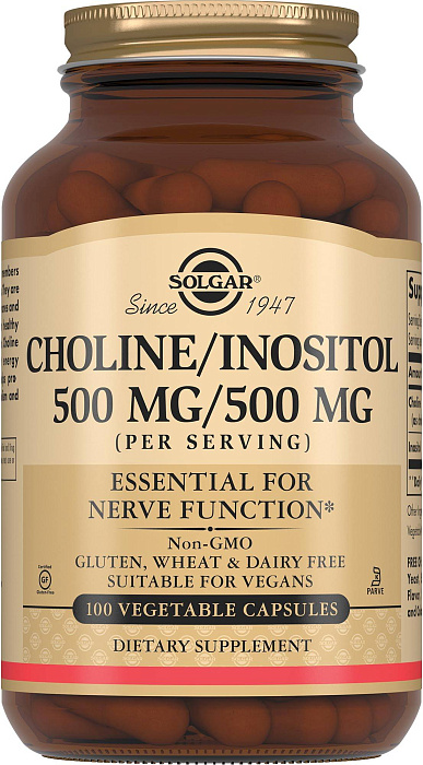 Солгар Холин/Инозитол, капсулы 500 мг/500 мг, 100 шт.