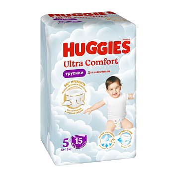 Huggies, подгузники-трусики для мальчиков, 5 размер (13-17 кг), 15 шт.