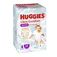 Фото Huggies, подгузники-трусики для мальчиков, 4 размер (9-14 кг), 17 шт.
