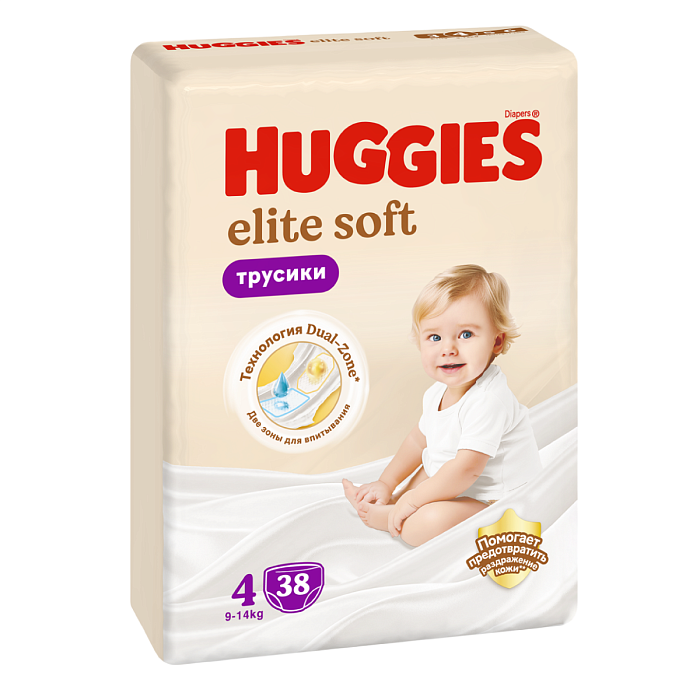 Huggies Elite Soft, подгузники-трусики для детей, 4 размер (9-14 кг), 38 шт.