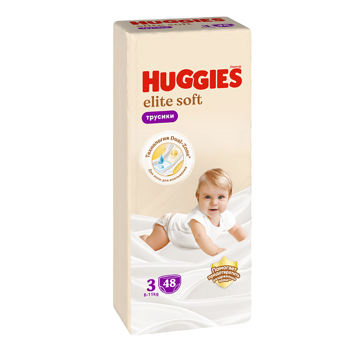 Huggies Elite Soft, подгузники-трусики для детей, 3 размер (6-11 кг), 48 шт.
